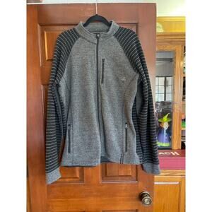 Prana Mens Breathe Rohan Sweater Wool Blend Gray/black XL
